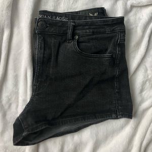 AE Black denim short shorts